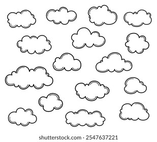 set of clouds collection. cartoon doodle.