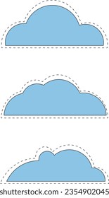 Set of Clouds with Dash Line. Cartoon minimalism style. EPS10 Vector