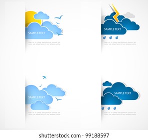 Set of clouds with different weather. Vector