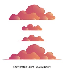 set of clouds element in white