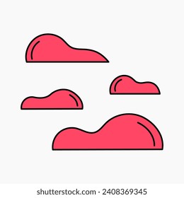 Set of clouds in flat style. Cloud icon. Outline balloon. Vector cartoon clipart.
