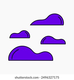 Set of clouds in flat style. Cloud icon. Outline balloon. Vector cartoon clipart.