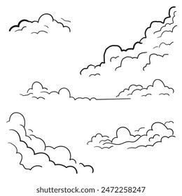Set clouds hand drawn doodle vector isolated. 