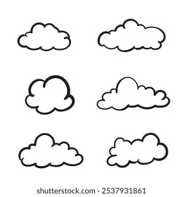 Conjunto de nubes dibujado a mano doodle Vector aislado en blanco.
