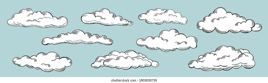 Set of clouds in hand drawn style.