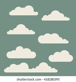 Set of clouds. Clouds icon collection. Vector flat illustration.