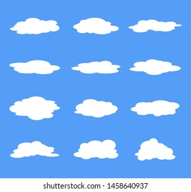 Set of Clouds icon vector design on blue background