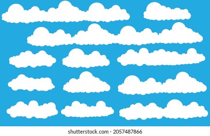 Set of clouds icons blue sky illustration.