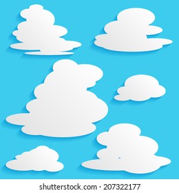 set of clouds isolated on a blue background