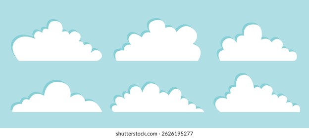 set of clouds isolated on a light blue background