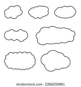 Set of clouds isolated on a white background. Cloud collection vector illustration.