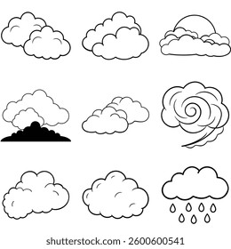 Set of Clouds line art icon vector illustration design