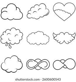Set of Clouds line art icon vector illustration design