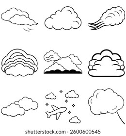 Set of Clouds line art icon vector illustration design