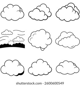 Set of Clouds line art icon vector illustration design