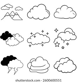 Set of Clouds line art icon vector illustration design