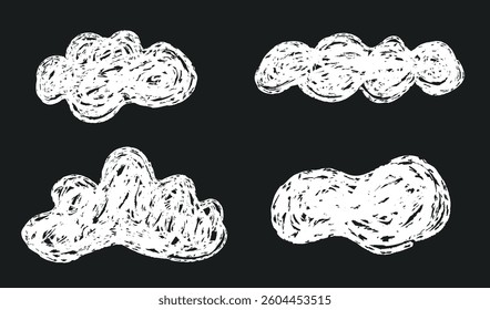 Set of clouds memo stickers with crayon texture