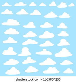 Set of clouds on a blue background.