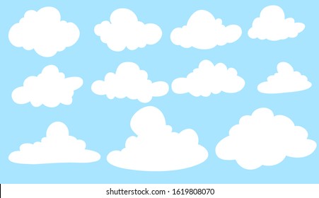 Set of clouds on a blue background