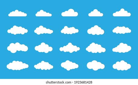 Set of clouds on blue background. Vector illustration