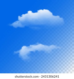Set of clouds on a blue background. Vector illustration.