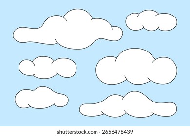 Set of clouds on a blue background. Vector illustration.