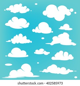 Set of clouds on blue sky. Collection of cloud icon. Vector clouds for logo, web and print. vector eps 10