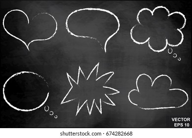 A set of clouds on a chalkboard. Realistic. To tell. For your design.