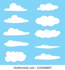 Set of clouds shape on blue sky background. Vector illustration