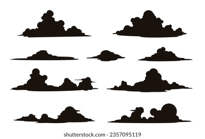 set of clouds silhouette illustration