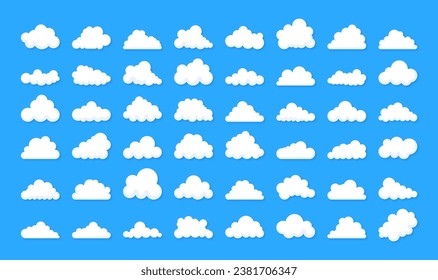Set of Clouds silhouettes. Abstract white cloudy set. Vector stock illustration