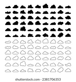 Set of Clouds silhouettes. Abstract white cloudy set. Vector stock illustration