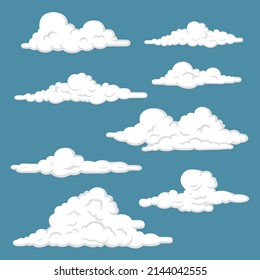 Set of clouds. Stylized illustrations. Black and blue vector illustration.