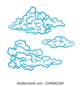 Set of clouds. Stylized illustrations. Black and blue vector illustration.