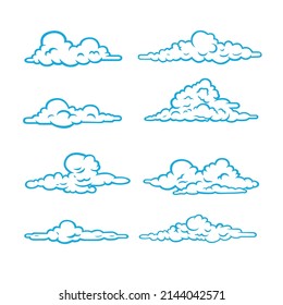 Set of clouds. Stylized illustrations. Black and blue vector illustration.