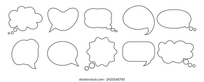 Set of clouds for text, abstract shapes for text. Sketch, decor elements, vector