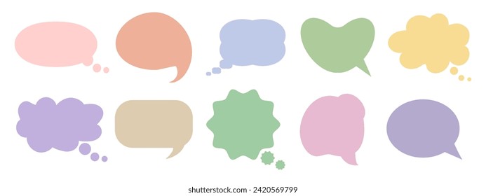 Conjunto de nubes para texto, formas abstractas para texto. Colores pasteles, elementos decorativos, vector