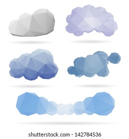 Set of clouds triangle shape isolated on a white backgrounds