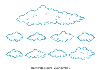 set of clouds variation outline style doodle vector design element