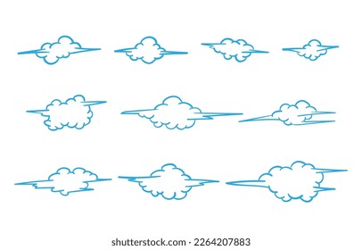 set of clouds variation outline style doodle vector design element
