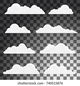 Set of clouds, vector illustration isolated on transparent background