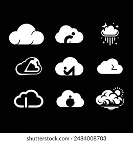 set of clouds vector logo silhouette icon design 