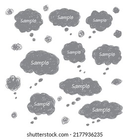 A set of cloud-shaped speech bubbles