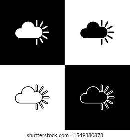 Set Cloudy icon isolated on black and white background.  Vector Illustration