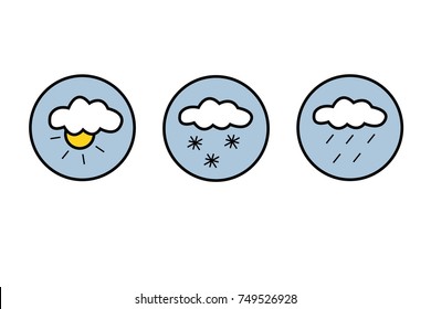 Set of cloudy weather icons