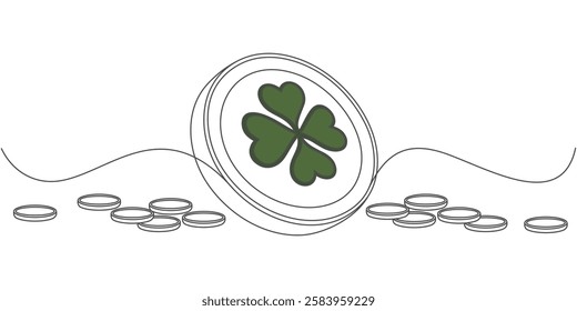 Set of Clover Coins Symbolizing Luck and Fortune