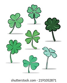 Set clover green st patrick's day