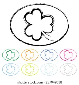 Set of Clover Grunge Style Symbol Vector illustration. Design for St. Patrick's Day