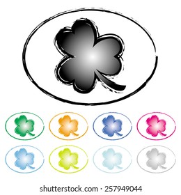 Set of Clover Grunge Style Symbol Vector illustration. Design for St. Patrick's Day