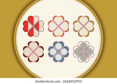 Set of Clover heart shape vector illustration.  